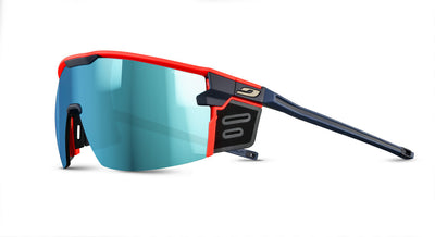 Julbo Ultimate Cover Ocean Master Sportbrille – Dunkelblau / Neonorange – Spectron HD 4 Polarized – Frontansicht