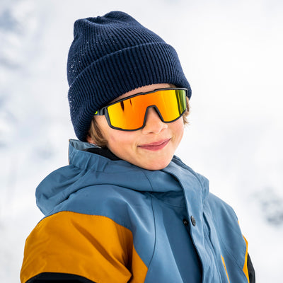 Julbo Fury Junior Kinder-Sportbrille – Schwarz / Grau – REACTIV 1-3 Light Amplifier – Seitenansicht