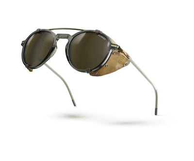 Julbo Legacy Sonnenbrille – Hellgrau / Gold – Spectron 3 Polarized – Seitenansicht