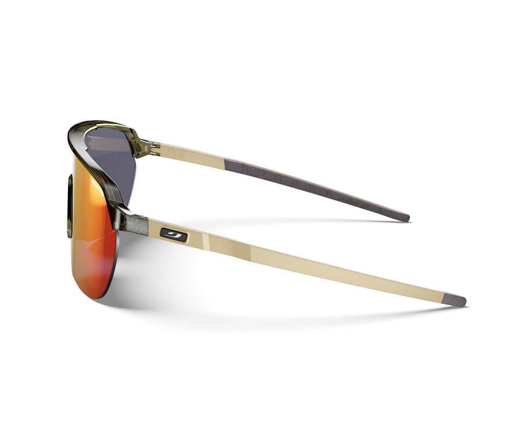 Julbo Frequency Sportbrille – Grün Army / Beige Matt – REACTIV 1-3 Light Amplifier – Seitenansicht