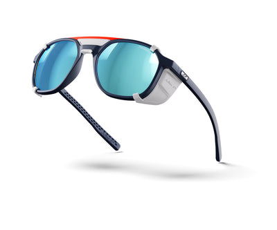 Julbo Slack Cover Ocean Master Sportbrille – Dunkelblau / Neonorange – Spectron HD 4 Polarized – Seitenansicht