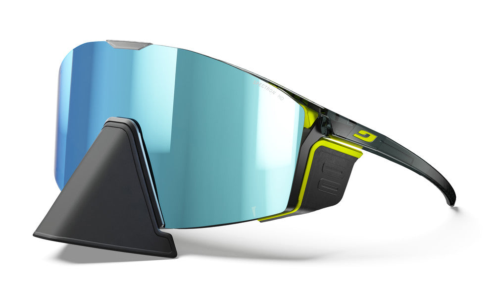 Julbo Edge Cover Sportbrille – Schwarz / Neon Gelb – Spectron HD 4 Polarized – Seitenansicht