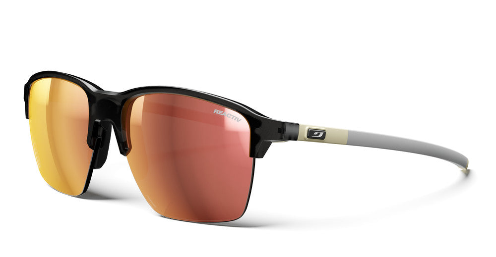 Julbo Crossline Sportbrille – Schwarz / Beige Matt – REACTIV 1-3 Glare Control – Frontansicht