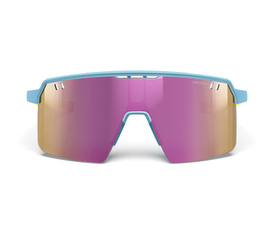 Julbo Intensity Junior Kinder-Sportbrille – Hellblau / Neongelb / Rosa – Spectron 3 – Detailansicht