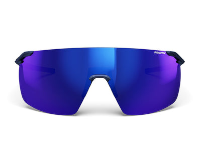Julbo Faster L Sportbrille – Dunkelblau / Messing – REACTIV 1-3 High Contrast – Detailansicht