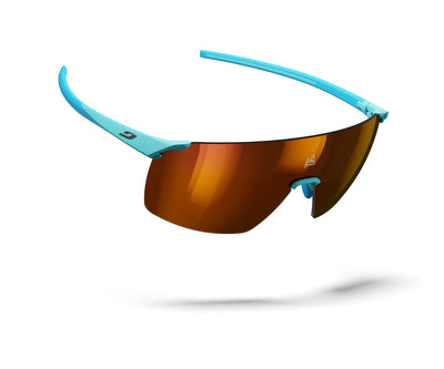 Julbo Faster L Kilian Jornet Sportbrille – Hellblau Glacier – REACTIV 0-3 High Contrast – Detailansicht