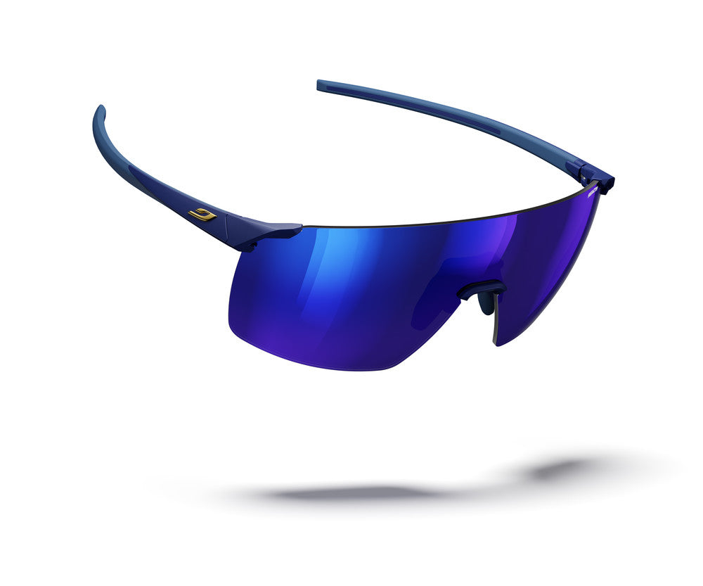 Julbo Faster XL Sportbrille – Dunkelblau / Gold – REACTIV 1-3 High Contrast – Seitenansicht
