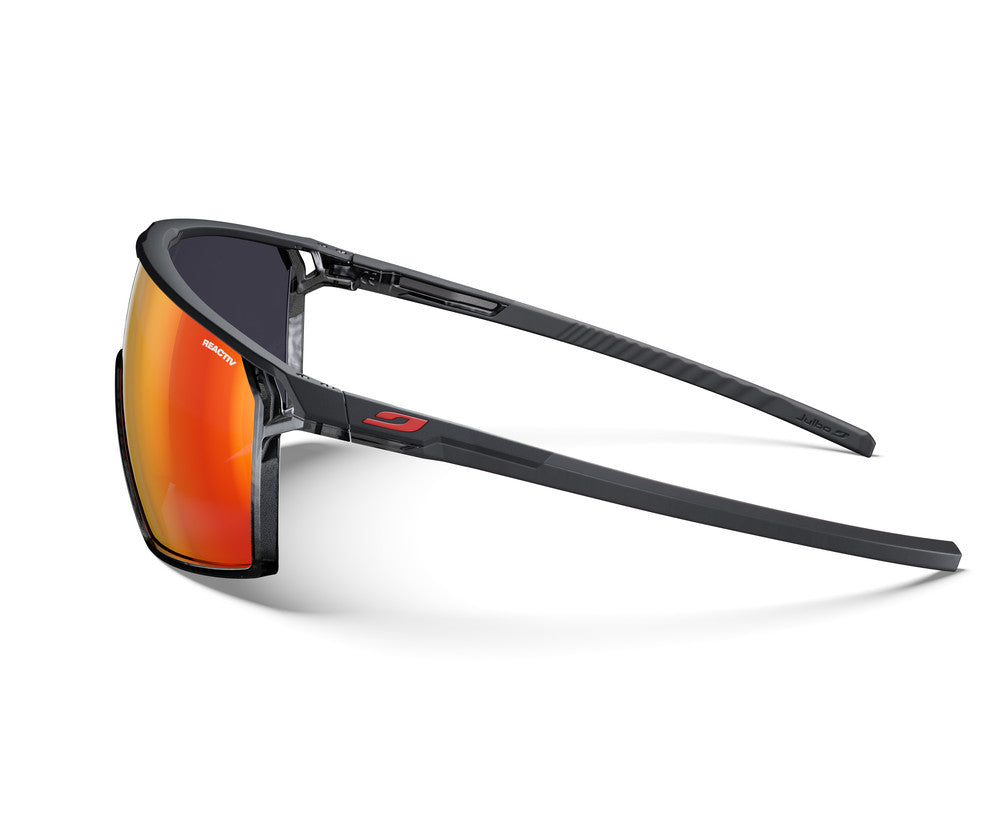 Julbo Rush 2 Sportbrille – Schwarz / Rot – REACTIV 1-3 Light Amplifier – Seitenansicht