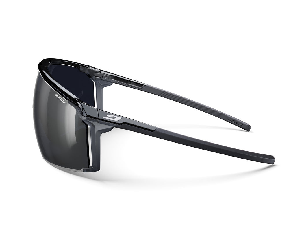 Julbo Panora Sportbrille – Schwarz / Schwarz Durchscheinend – REACTIV 0-3 – Seitenansicht