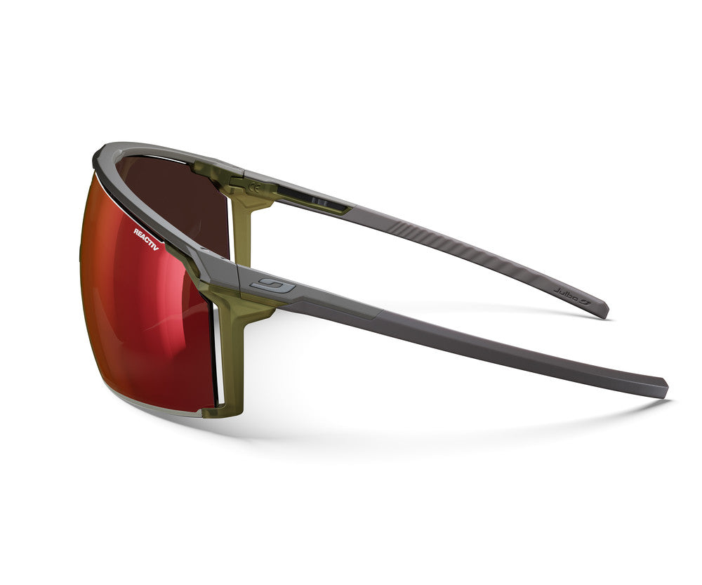 Julbo Panora Sportbrille – Braun / Transparentes Grün – REACTIV 0-3 High Contrast – Seitenansicht
