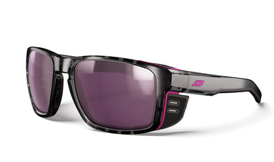 Julbo Shield M Sportbrille – Grau / Neonpink – Spectron HD 3 Polarized – Frontansicht