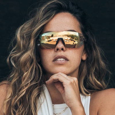 gloryfy G25 purple TRF Sportbrille – Tragebild Damen