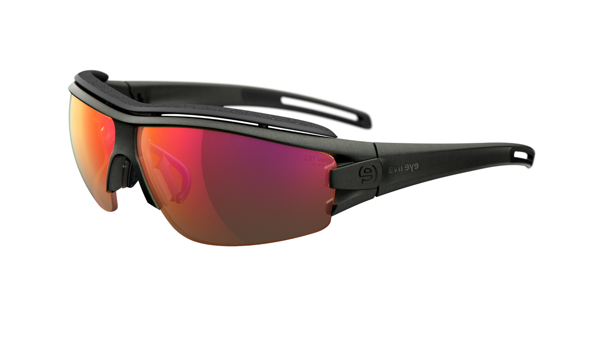 evil eye trace pro Sportbrille – dark olive metallic – LST® VARiO purple M – Seitenansicht