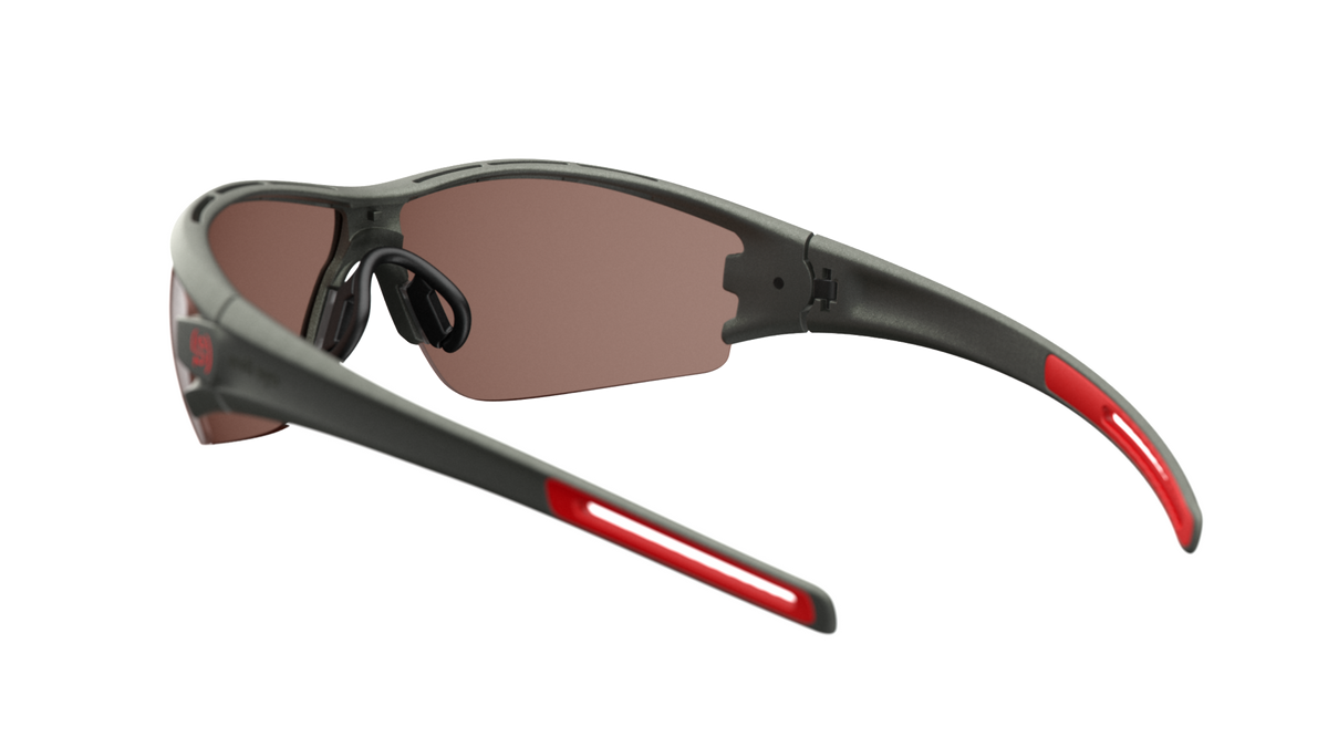evil eye trace Sportbrille – dark olive metallic – LST® contrast silver M – Rückansicht
