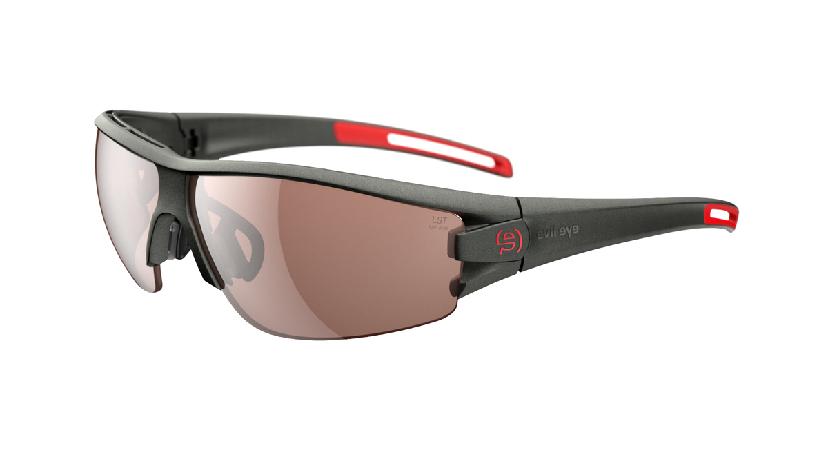evil eye trace Sportbrille – dark olive metallic – LST® contrast silver M – Seitenansicht