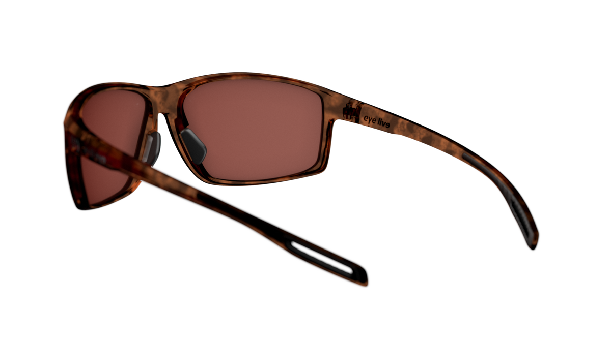 evil eye stoked Sportbrille – brown havanna – LST® pol silver M – Rückansicht
