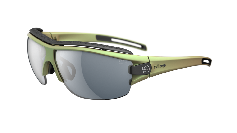 evil eye trace ng pro Sportbrille – dynamic green matt – LST® grey silver M – Seitenansicht
