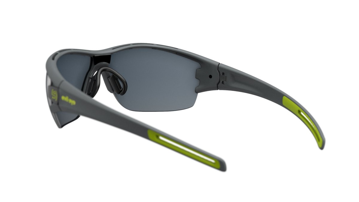 evil eye trace ng Sportbrille – dark grey matt – LST® grey silver M – Rückansicht