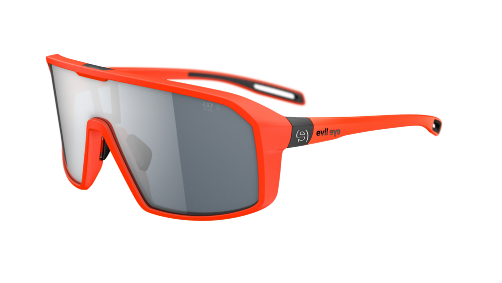 evil eye roadsense Sportbrille – neon orange matt – LST® grey silver M – Seitenansicht