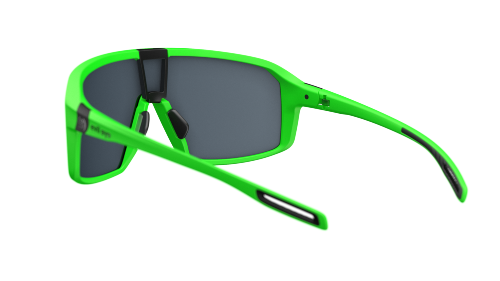 evil eye roadsense Sportbrille – neon green matt – LST® grey silver M – Rückansicht