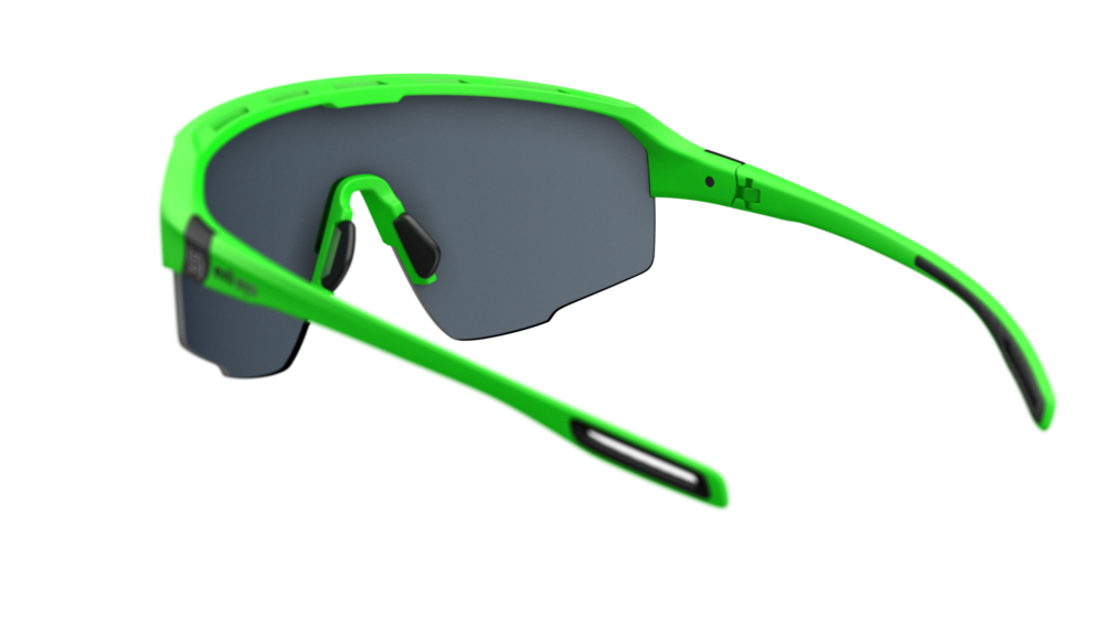 evil eye trailsense Sportbrille – neon green matt – LST® grey silver M – Rückansicht