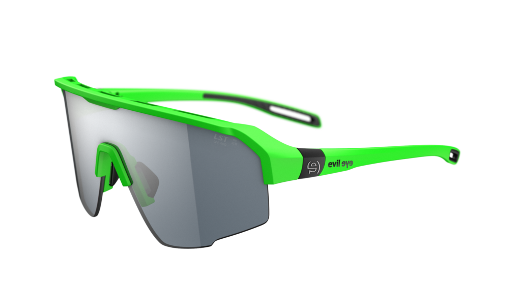 evil eye trailsense Sportbrille – neon green matt – LST® grey silver M – Seitenansicht
