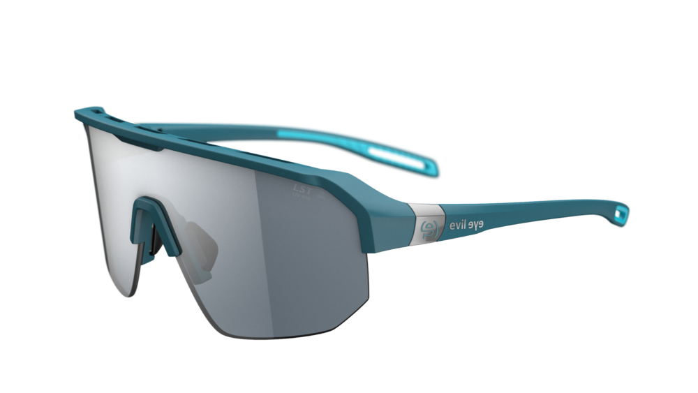 evil eye trailsense II Sportbrille – ocean blue matt – LST® grey silver M – Seitenansicht