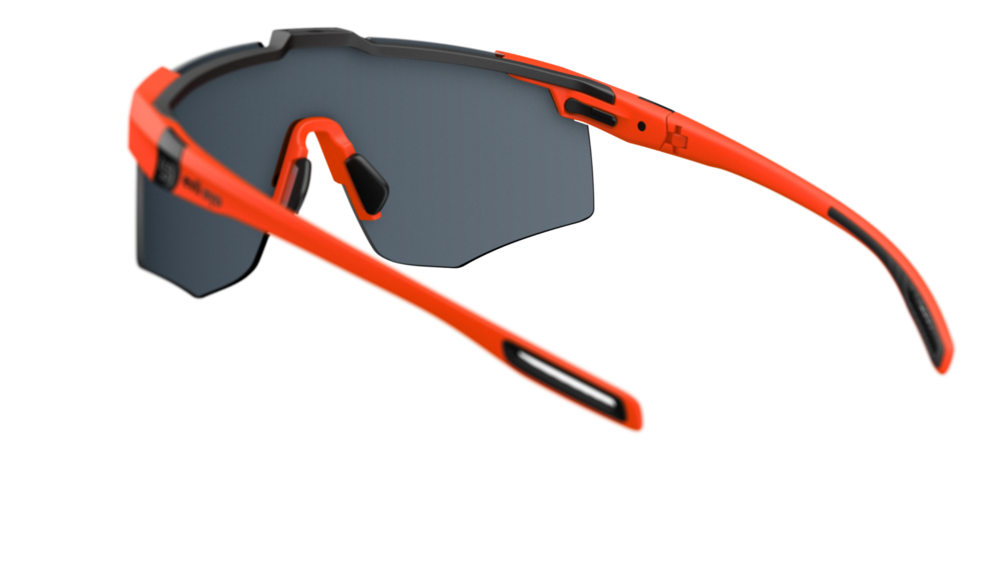 evil eye speedsense Sportbrille – neon orange matt – LST® grey silver M – Rückansicht