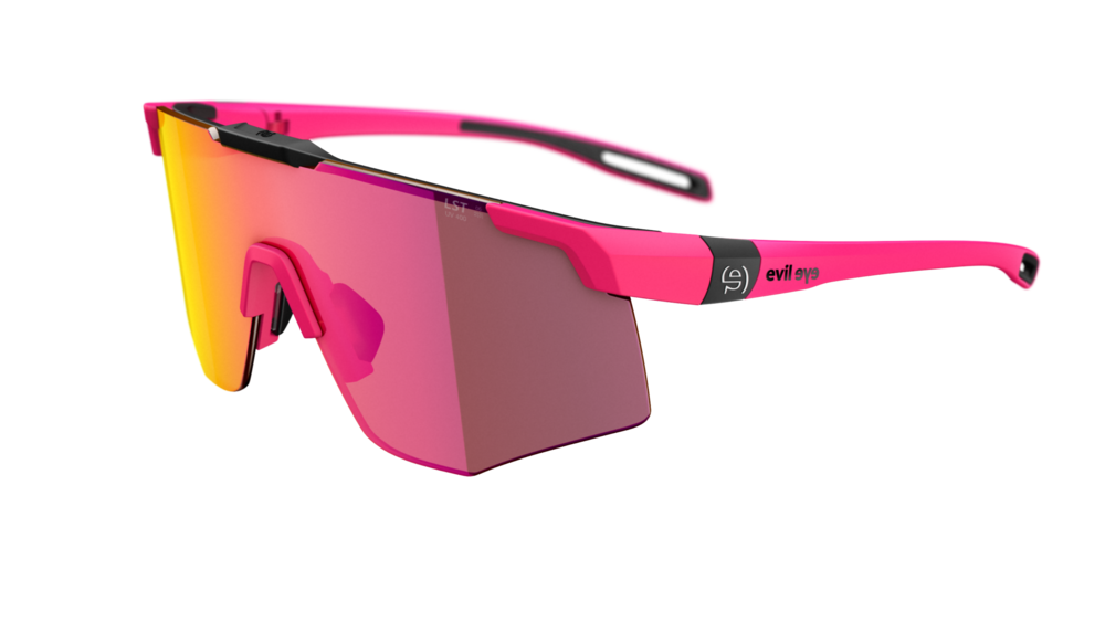 evil eye speedsense Sportbrille – neon pink matt – LST® active red M – Seitenansicht