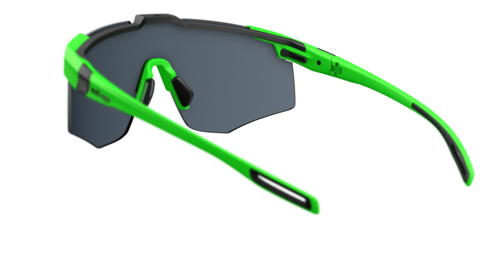 evil eye speedsense Sportbrille – neon green matt – LST® grey silver M – Rückansicht