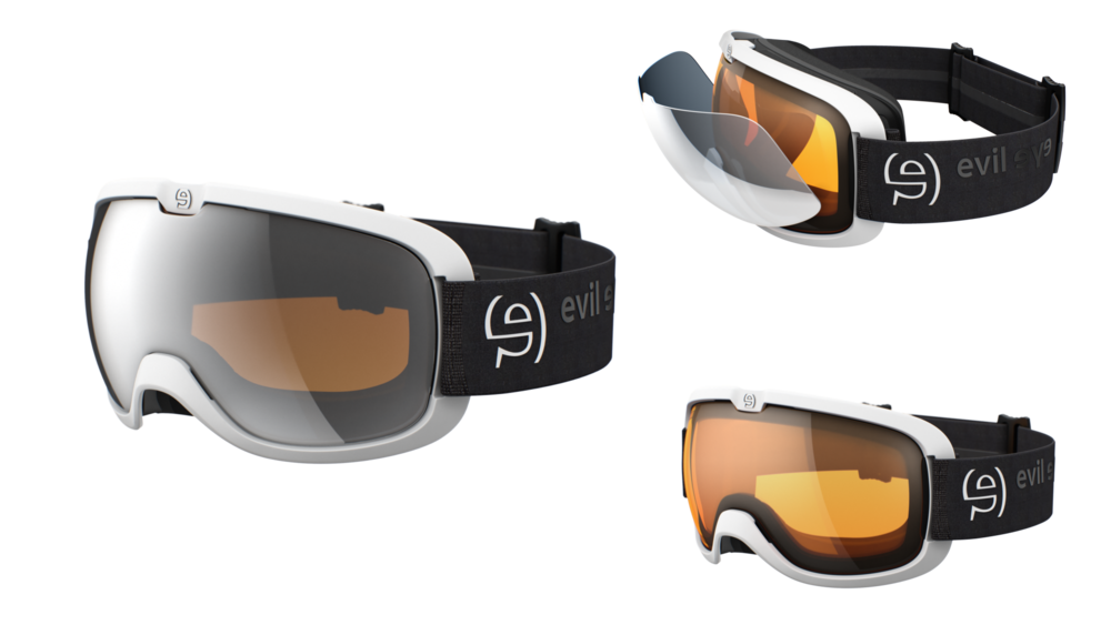 evil eye peaksight Skibrille – white matt – LST® grey silver M light – Seitenansicht