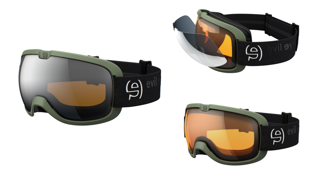 evil eye peaksight Skibrille – forest green matt – LST® grey silver M light – Seitenansicht