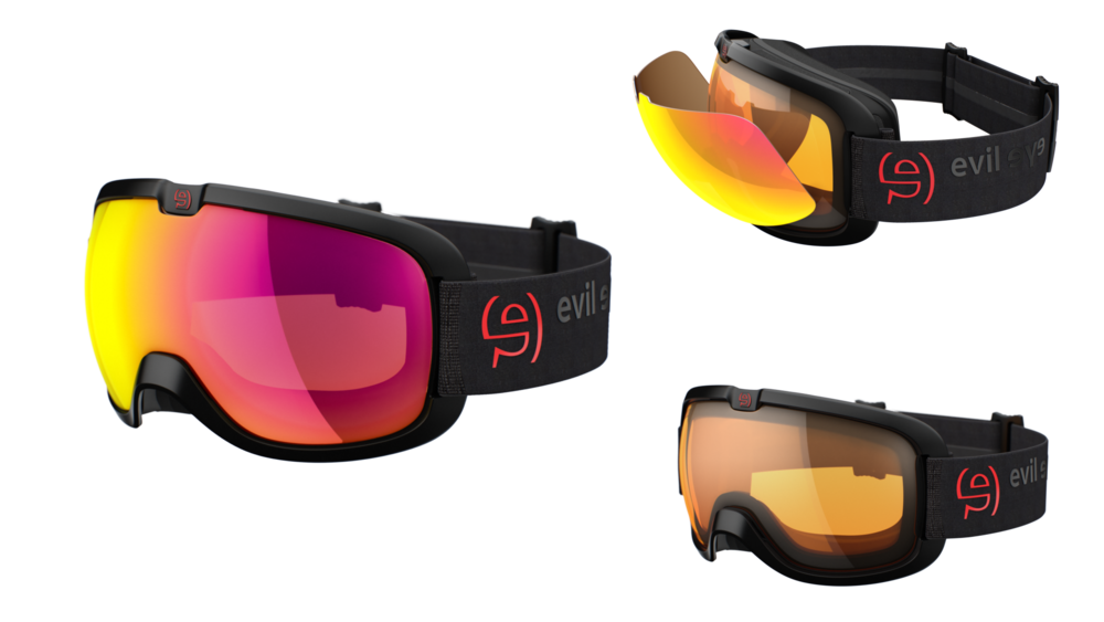 evil eye peaksight Skibrille – black matt – LST® active red M light – Seitenansicht